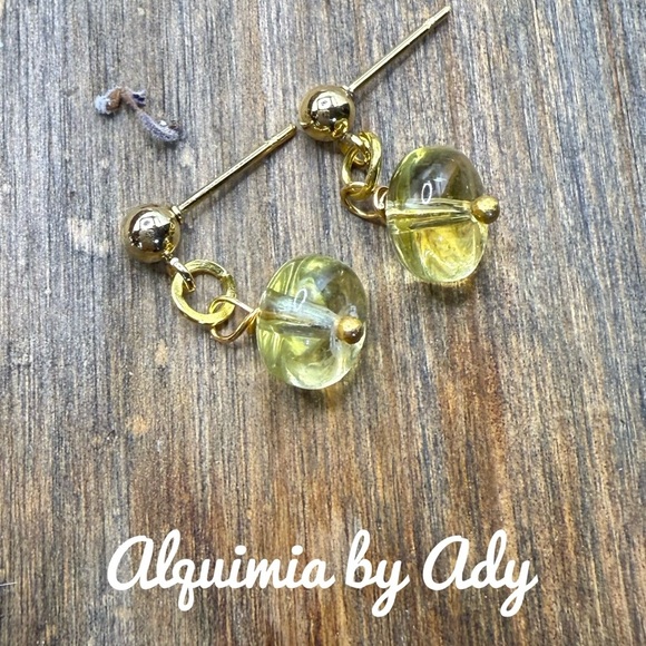 Alquimia Gold Dangle Earrings with Elegant Design lemon quartz - Picture 1 of 1
